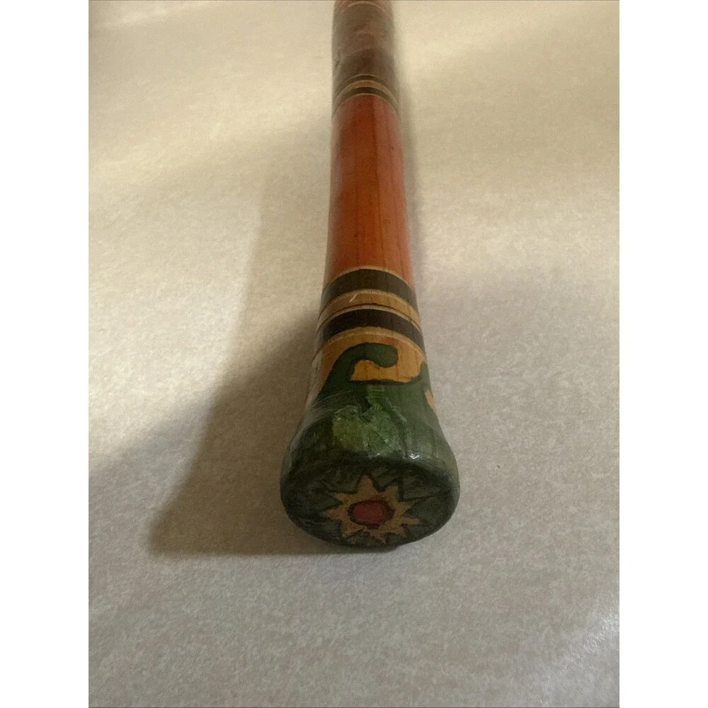 Vintage Original 80's Mexico Hand Carved & Painted Wooden Pinata Bat Stick 23